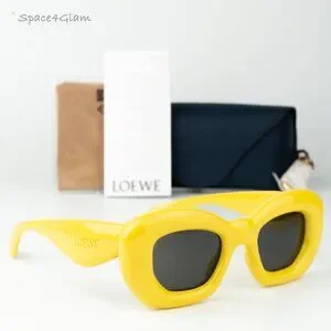 NEW LOEWE LW40117I 39A WOMEN SUNGLASSES YELLOW SQUARE LOEWE EYEWEAR Loewe LW40117I Inflated Sunglasses in Yellow – Designer Daydream main image 4